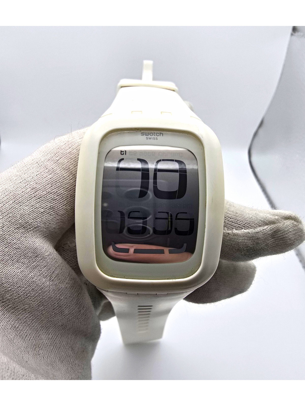 Swatch Swatch Touch Quartz Digital Sport Watch White Plastic Case Rubber Strap